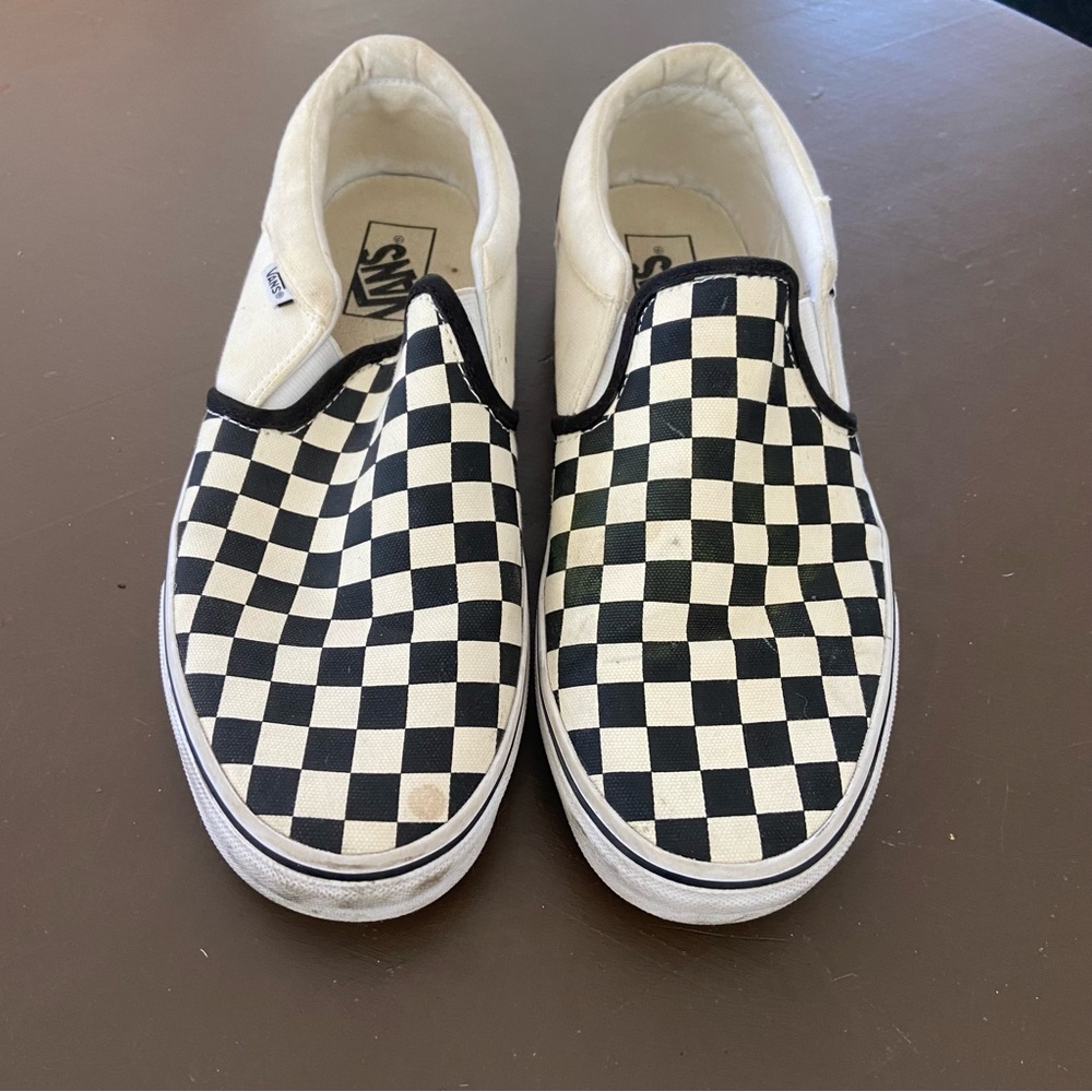 Vans Era Black and White Checkered Slip-On Sneakers Women's 11 Men's 9.5